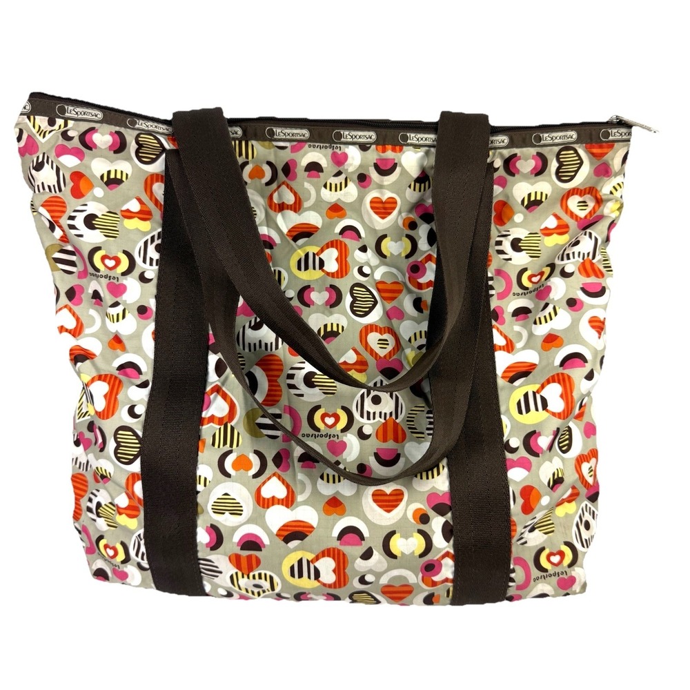 Lesportsac Tote Bag Hearts Everywhere Large Boho‎ Hippie Nylon Handbag